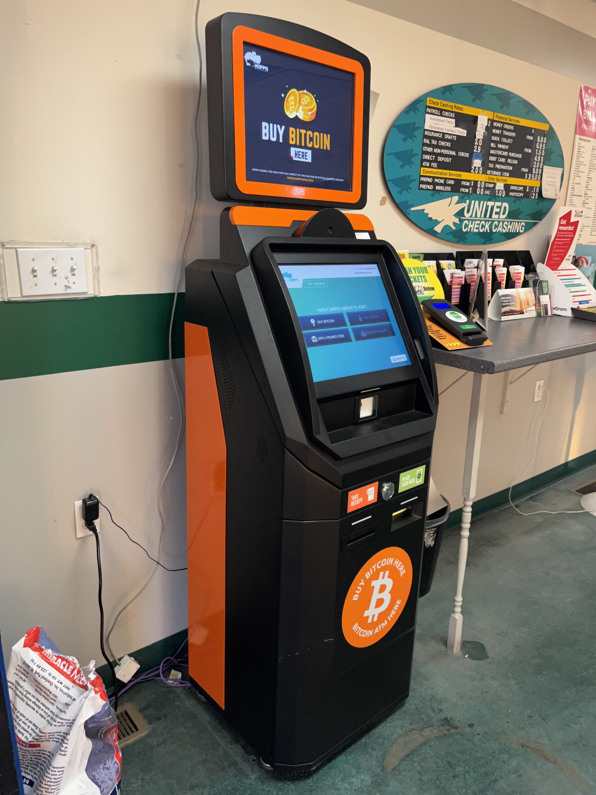 Bitcoin atm at Allentown at United Check Cashing address 1105 Union Blvd, Allentown, PA 18109 by Hippo Kiosks Bitcoin ATM